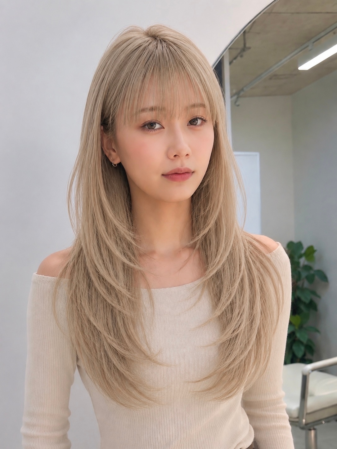 ベージュブロンドのロング・店内別カット — SIA TOKYO
